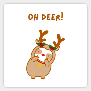 Oh Deer Christmas Reindeer Sloth Magnet
